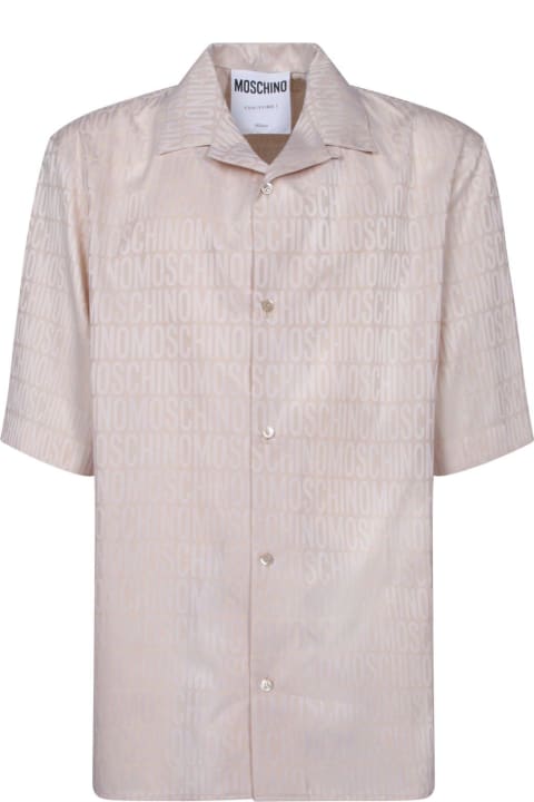 Moschino for Men Moschino Logo Jacquard Motif Notched Collar Shirt