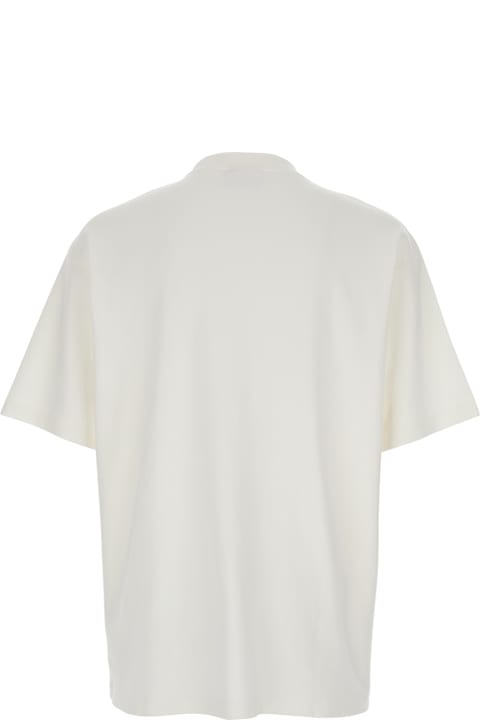 Homeware Drôle de Monsieur 
le T-shirt Tennis Court
 White Crewneck T-shirt With Maxi Print On The Front In Cotton Man