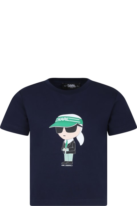 Topwear for Girls Karl Lagerfeld Kids Blue T-shirt For Kids With Karl
