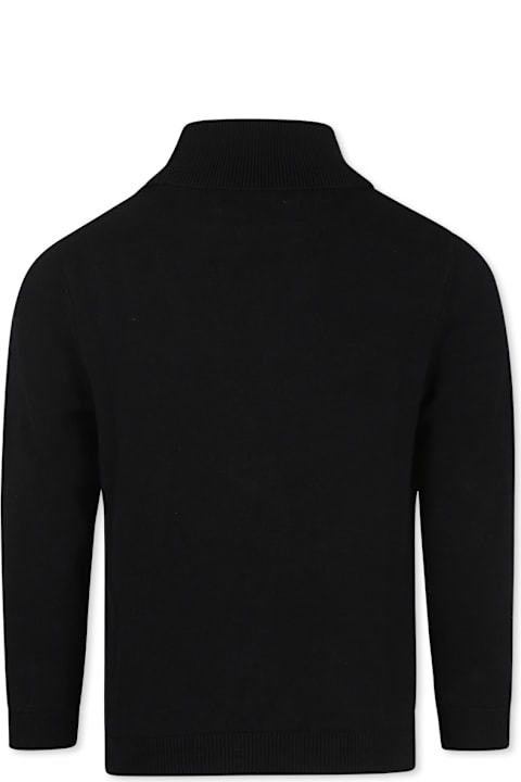 Calvin Klein Topwear for Boys Calvin Klein Black Cotton Turtleneck For Boy With Logo