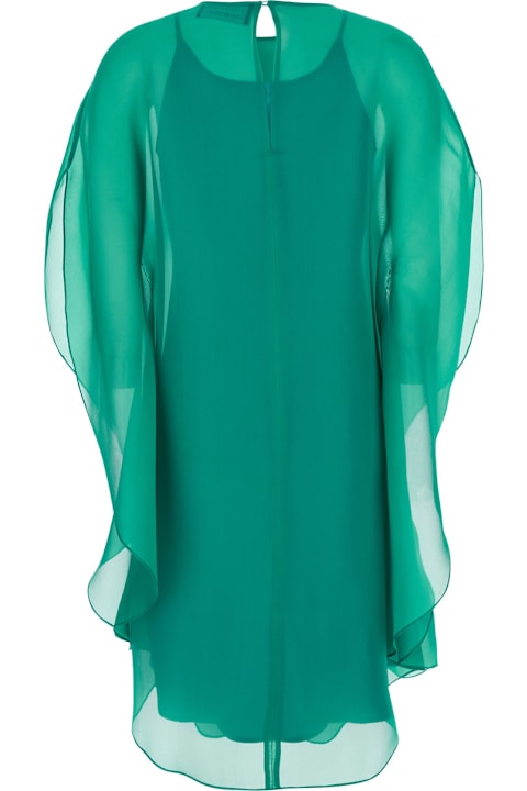 Gianluca Capannolo for Women Gianluca Capannolo 'iris' Green Sleeveless Dress With Semi-transparent Design In Silk Woman
