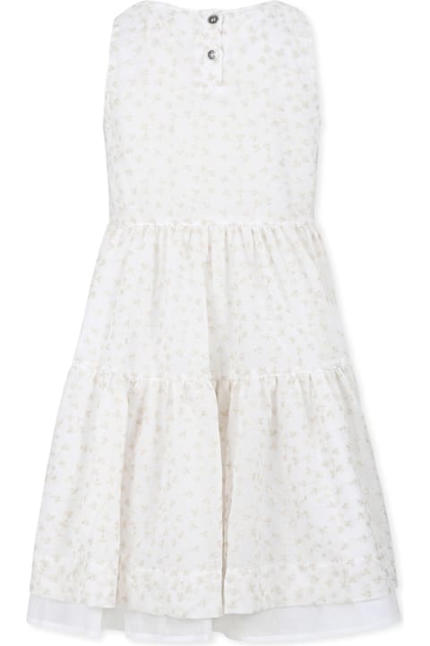 Caffe' d'Orzo for Girls Caffe' d'Orzo Ivory Dress For Girl With Floral Embroidery
