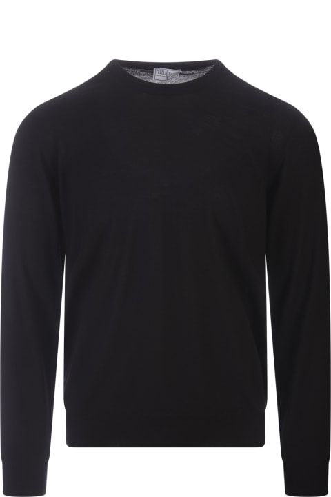 Fedeli for Men Fedeli Round-neck Pullover In Black Wool