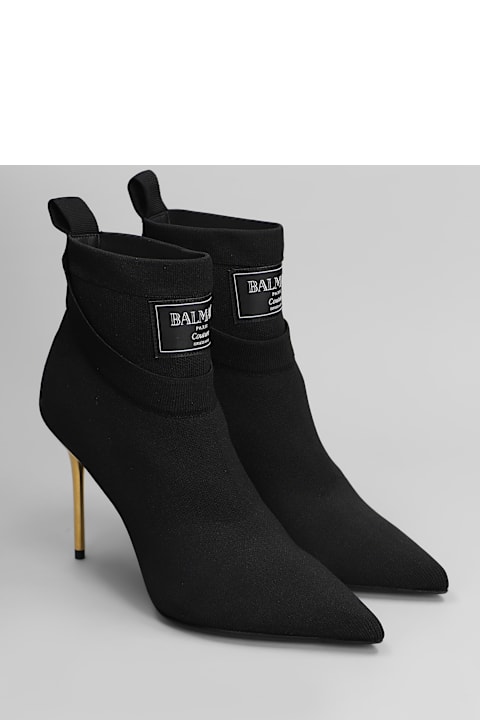 Balmain Boots for Women Balmain Ankle Boot High Heels Ankle Boots In Black Cotton