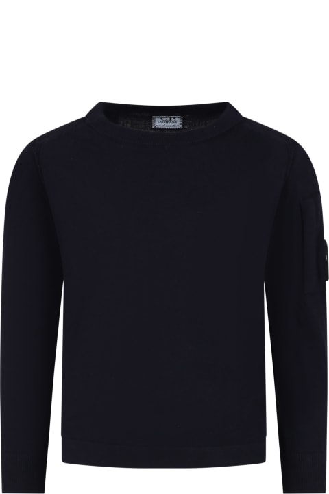 Sweaters & Sweatshirts for Boys C.P. Company Undersixteen Blue Sweater For Boy With C.p. Company Lens