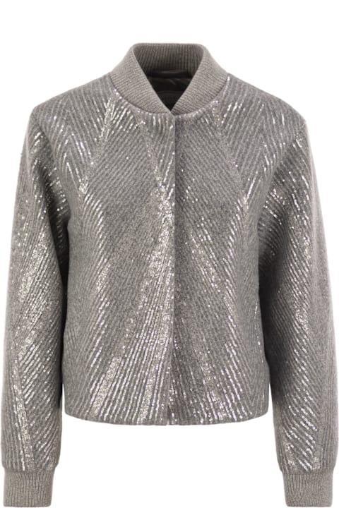 Peserico Coats & Jackets for Women Peserico Gauzed Cloth Crop Jacket With Sequin Embroidery