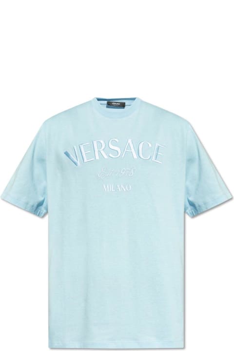 Versace Topwear for Men Versace Logo-embroidered Crewneck T-shirt