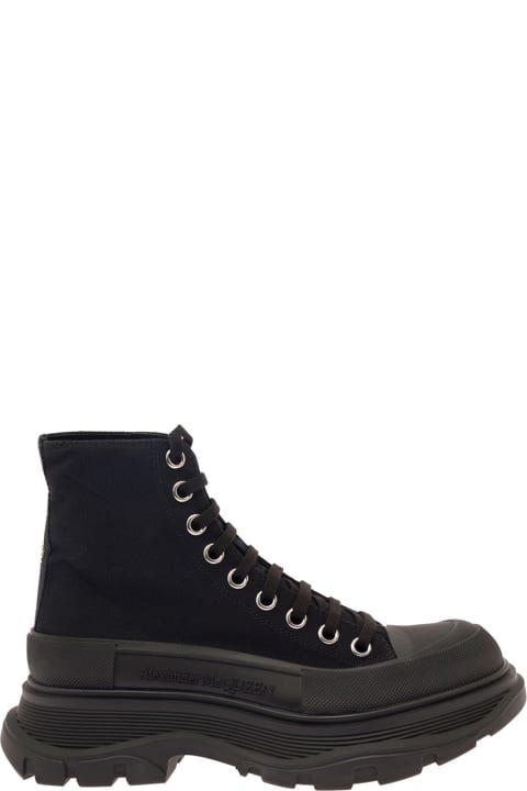 'tread Slick' Black High Top Sneakers With Oversized Platform In Cotton Woman