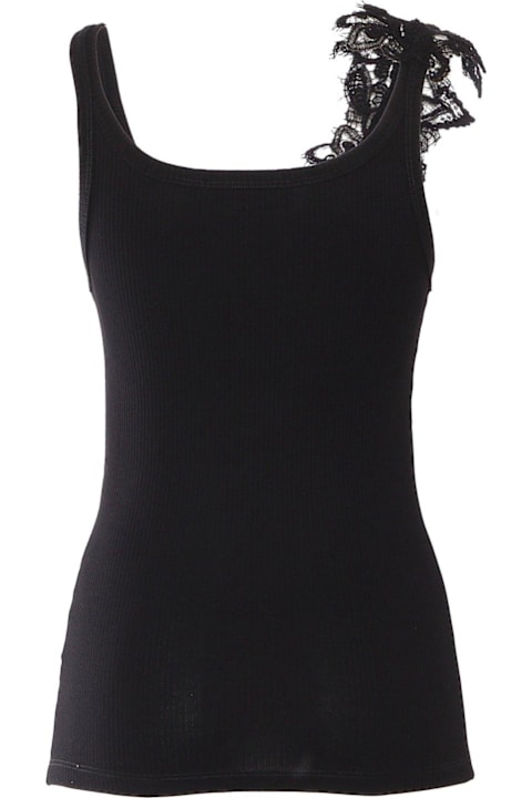 Ermanno Firenze معاطف وجواكت لـ السيدات Ermanno Firenze Rebrode Lace Ribbed-knit Vest