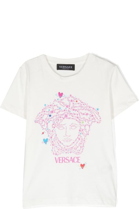 Fashion for Women Versace Versace T-shirt Bianca In Jersey Di Cotone Bambina