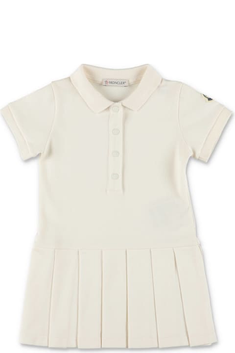 Dresses for Baby Girls Moncler Moncler Abito Stile Polo Bianco In Piquet Di Cotone Baby Girl