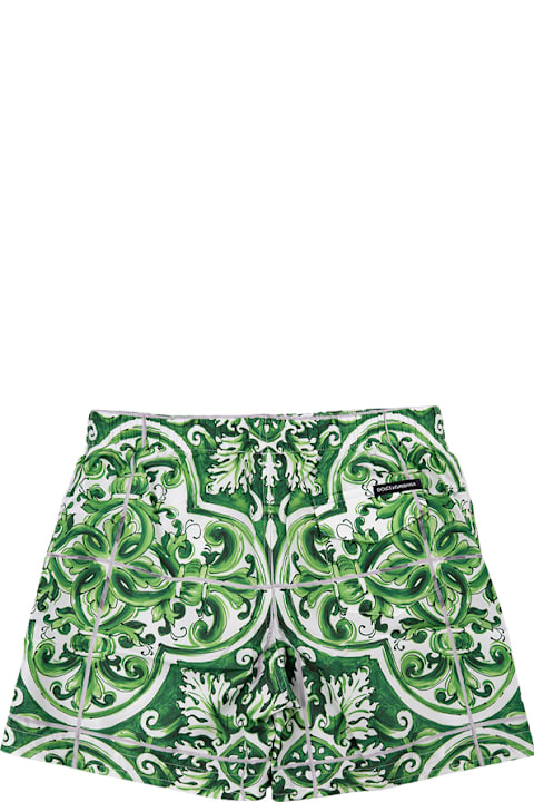 Swimwear for Boys Dolce & Gabbana Green Majolica Print Swimwear