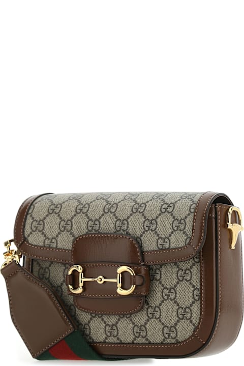 Gucci Gg Supreme Fabric And Leather Mini Horsebit 1955 Crossbody Bag