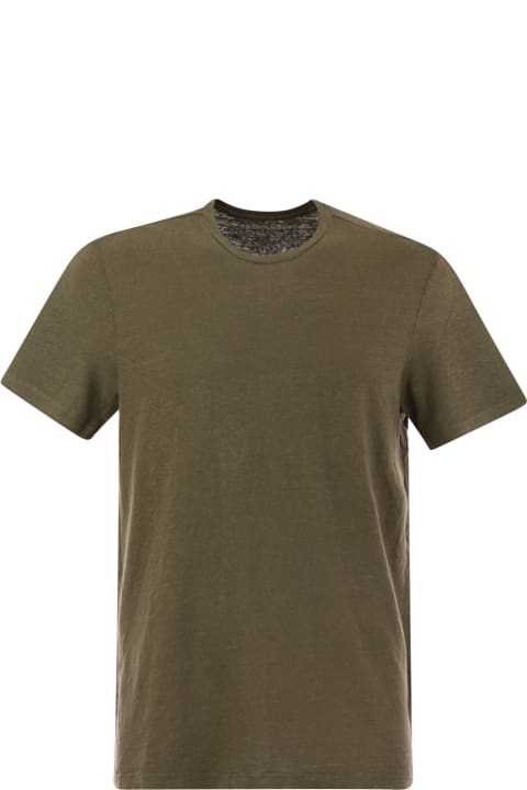 آخر صيحات الموضة من القسم الرجالي Majestic Filatures Crew-neck Linen T-shirt