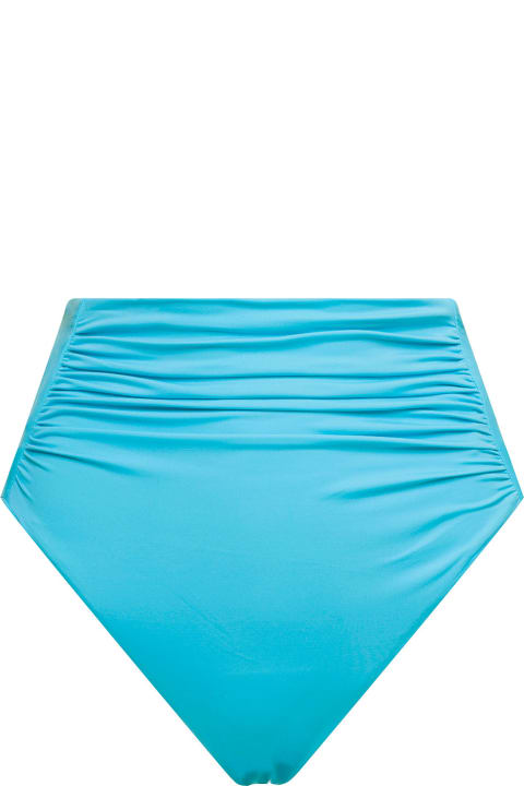 self-portrait for Women self-portrait High Waisted Bikini Bottoms With Ruched Detailing In Turquoise Polyamide Woman