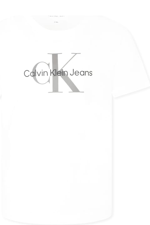 Calvin Klein Topwear for Boys Calvin Klein White T-shirt For Kids With Logo