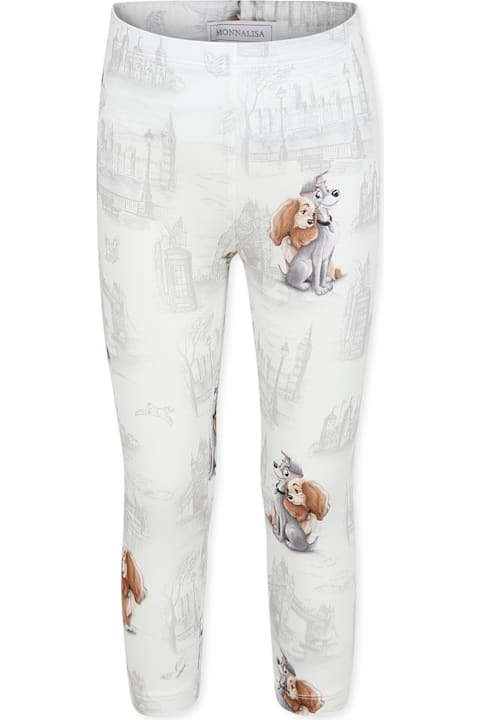 Monnalisa for Kids Monnalisa Ivory Leggings For Girl With Lady And The Tramp Print