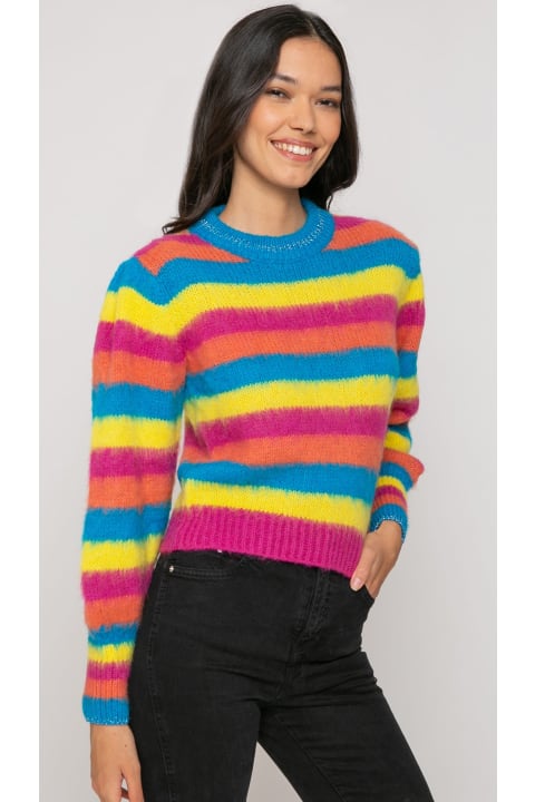 ウィメンズ新着アイテム MC2 Saint Barth Brushed Knit Striped Sweater With Puff Sleeves