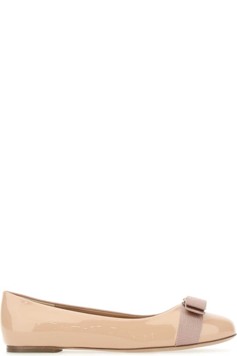 Ferragamo Skin Pink Leather Varina Ballerinas