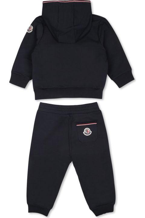 Moncler الملابس لـ رُضع بنات Moncler Blue Suit For Baby Boy With Logo