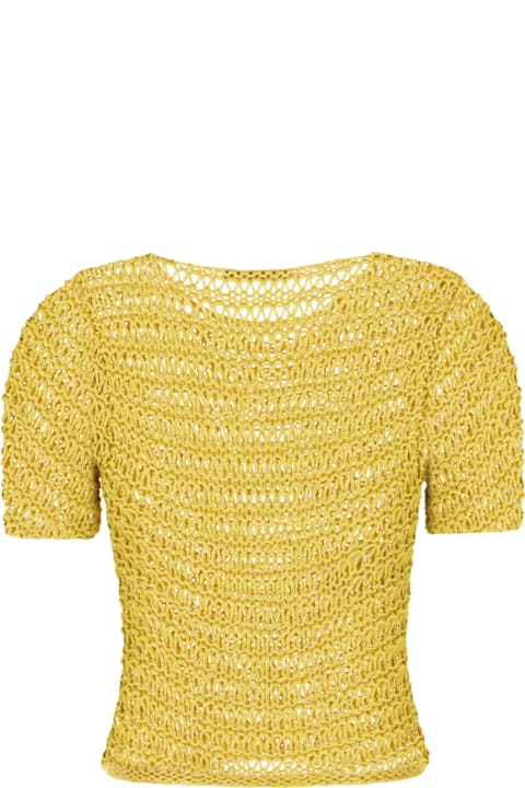 Alberta Ferretti Sweaters for Women Alberta Ferretti Mustard Mesh T-shirt