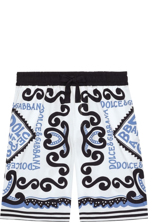 Dolce & Gabbana Sale for Kids Dolce & Gabbana Marine Print Poplin Bermuda Shorts