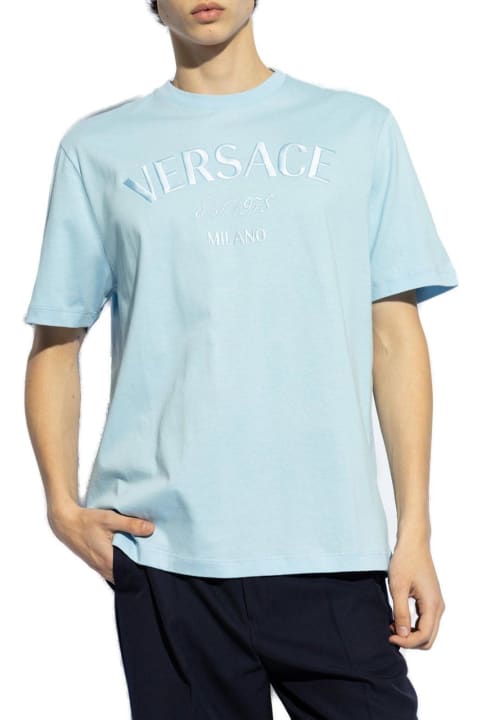 Versace Topwear for Women Versace Logo-embroidered Crewneck T-shirt