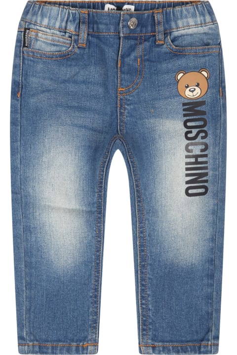 Light Blue Jeans For Baby Boy With Logo