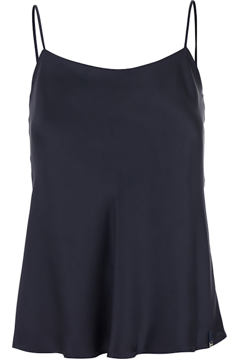 Herno Underwear & Nightwear for Women Herno Blue Top With Spaghetti Straps In Satin Woman