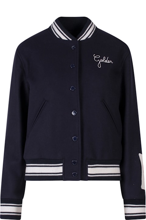 أدوات منزلية Golden Goose Wool Blend Bomber With Embroidered Logo