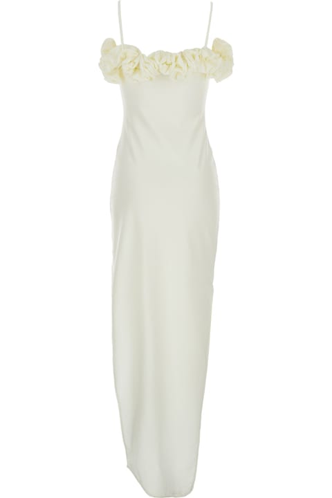 Coperni for Men Coperni White Sleeveless Long Dress With Ruched Detail And Asymmetric Hem In Tech Fabric Stretch Woman