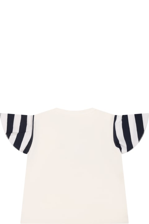 ベビーボーイズ トップス Versace White T-shirt For Baby Girl With Anchor Print