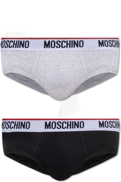 Underwear for Men Moschino Two-pack Logo Waistband Briefs