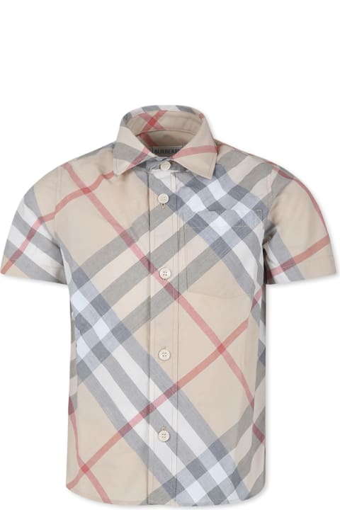 Burberry Shirts for Boys Burberry Beige Shirt For Boy With Vintage Check