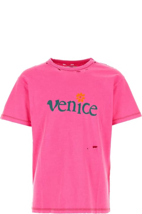 ERL Topwear for Men ERL Fluo Pink Cotton Blend T-shirt