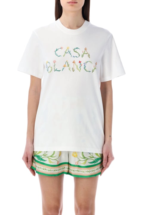 Casablanca White Cotton T-shirt With Logo Print | italist, ALWAYS