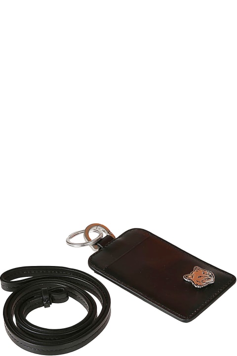 メンズ 財布 Maison Kitsuné Black Leather Card Holder