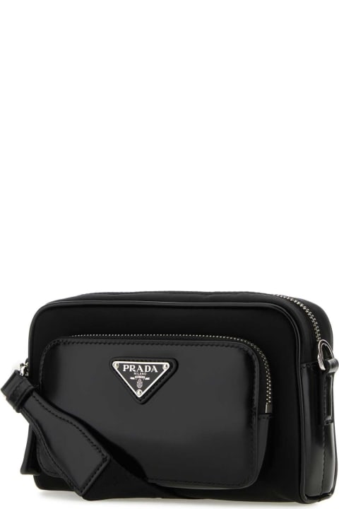 Prada Shoulder Bags for Men Prada Black Re-nylon And Leather Crossbody Bag