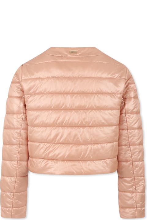 Herno for Kids Herno Pink Crop Down Jacket For Girl With Logo
