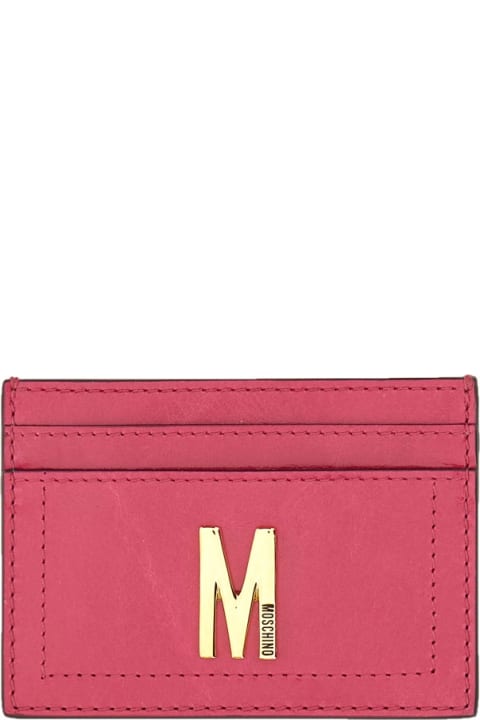 Moschino Wallets for Women Moschino Card Holder With Gold Plaque