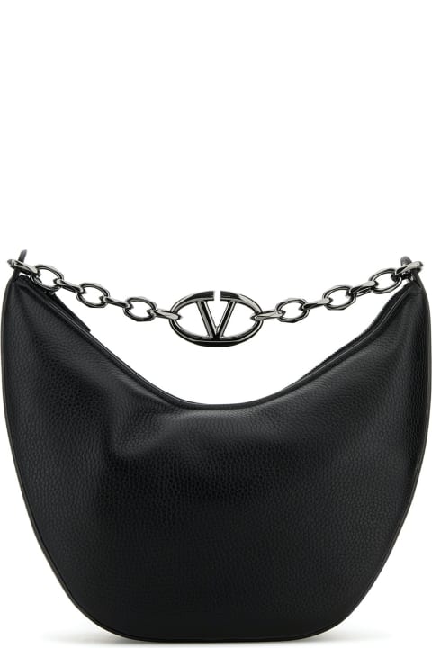 Homeware Valentino Garavani Black Leather Hobo Vlogo Moon Shoulder Bag