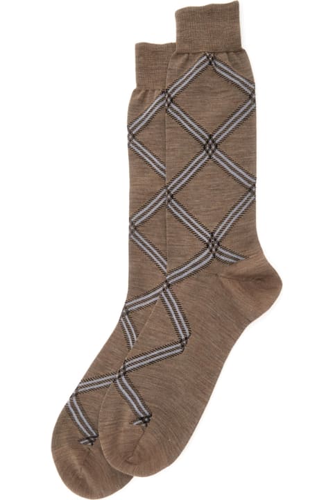 Burberry Underwear for Men Burberry Beige Socks With Equestrian Knight Motif In Wool And Cotton Man