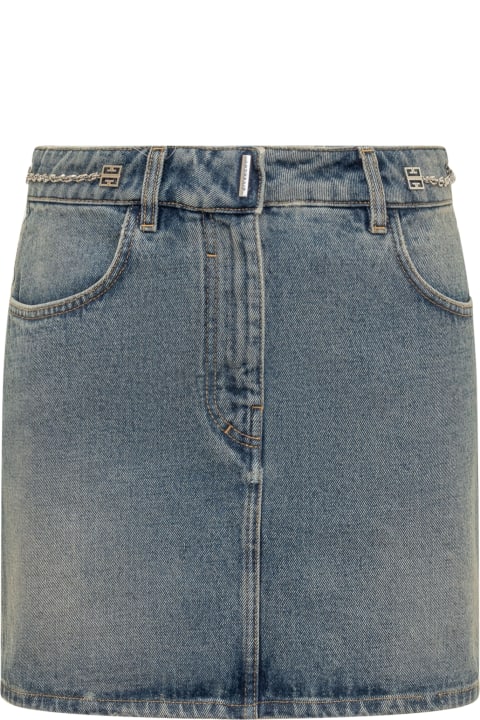 Givenchy for Women Givenchy Denim Skirt With Chain