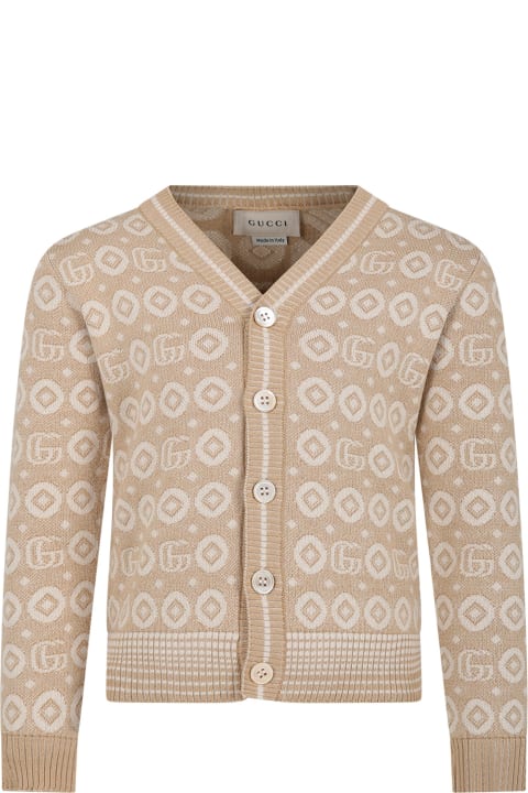 Gucci for Kids Gucci Beige Cardigan For Boy With Double G