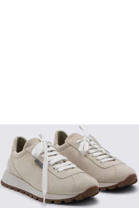 Brunello Cucinelli Ivory Leather Sneakers