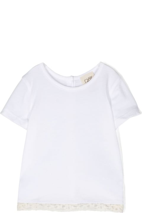 Caffe' d'Orzo T-Shirts & Polo Shirts for Baby Girls Caffe' d'Orzo T-shirt Con Orlo In Pizzo