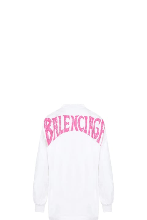 Balenciaga Sale for Women Balenciaga Logo Printed Long-sleeved Shirt