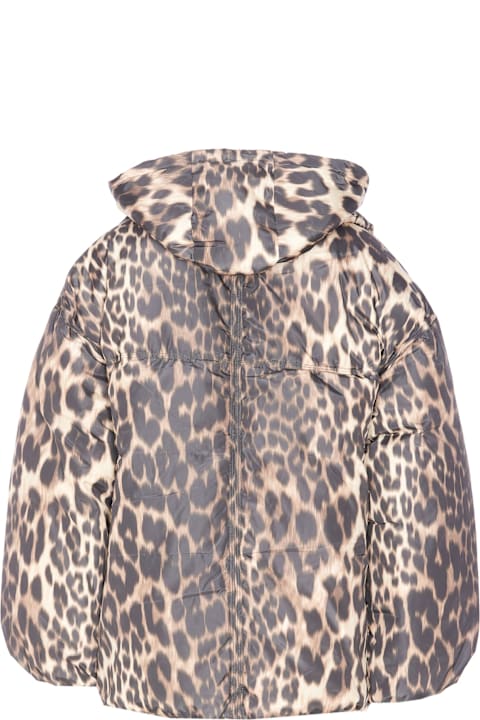 Ganni for Women Ganni Leopard Print Puffers Midi