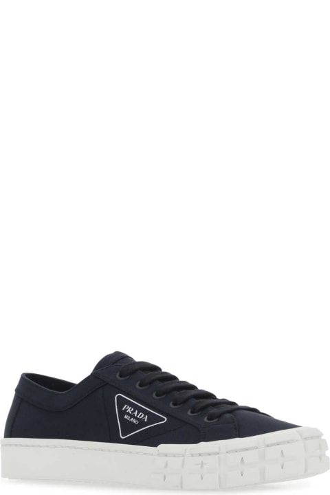 Shoes for Men Prada Navy Blue Canvas Sneakers