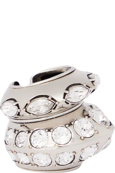 Jewelled Accumulation Ring In Antiqued Silver